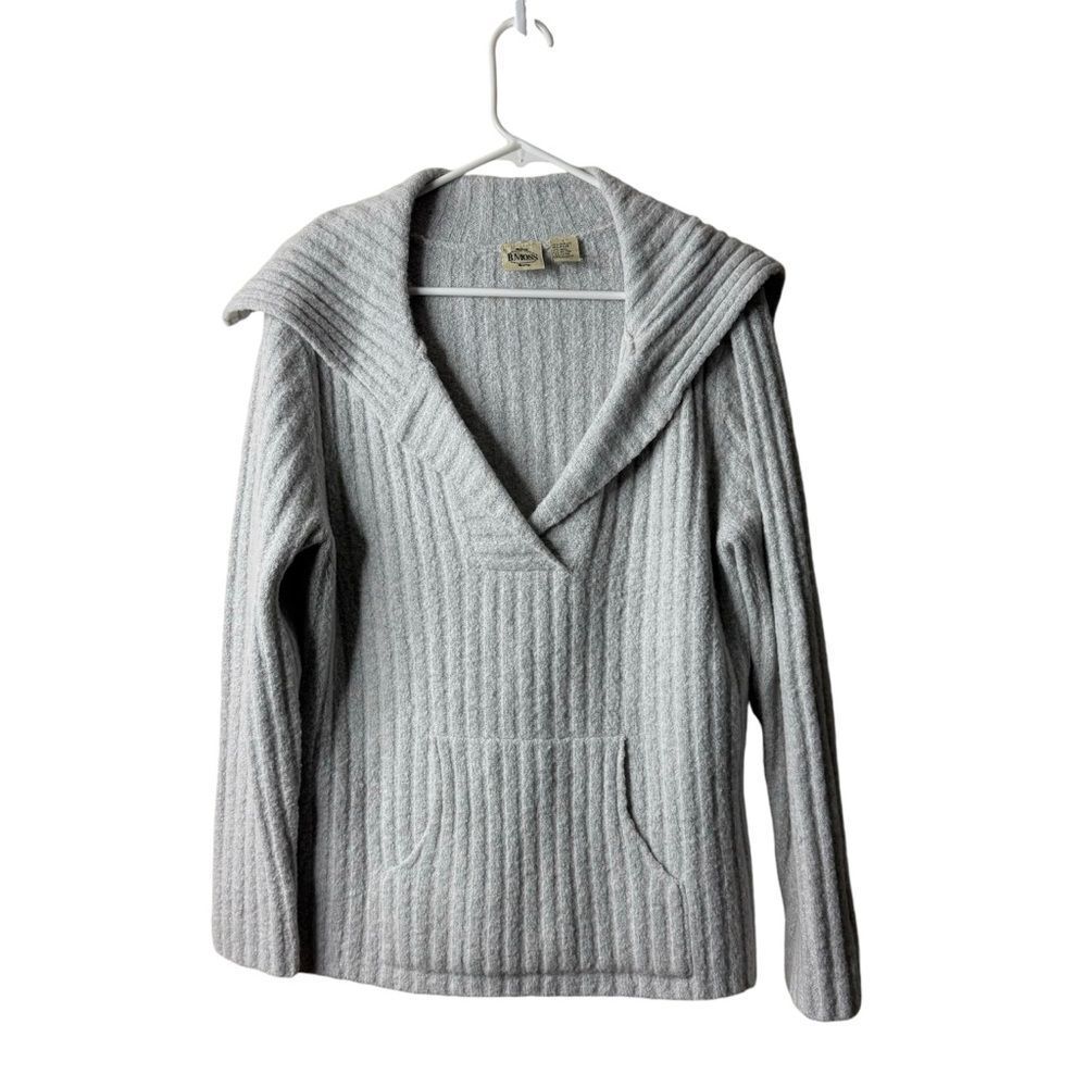 B Moss Vintage Gray Preppy Blokecore Wool Blend Collared Academic Sweater